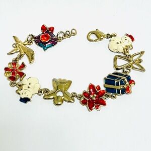 Charming Gold and Red Holiday Bracelet